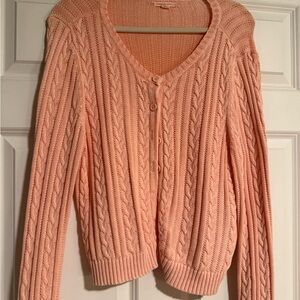 American Eagle Outfitters Coral Cable Knit Cardigan